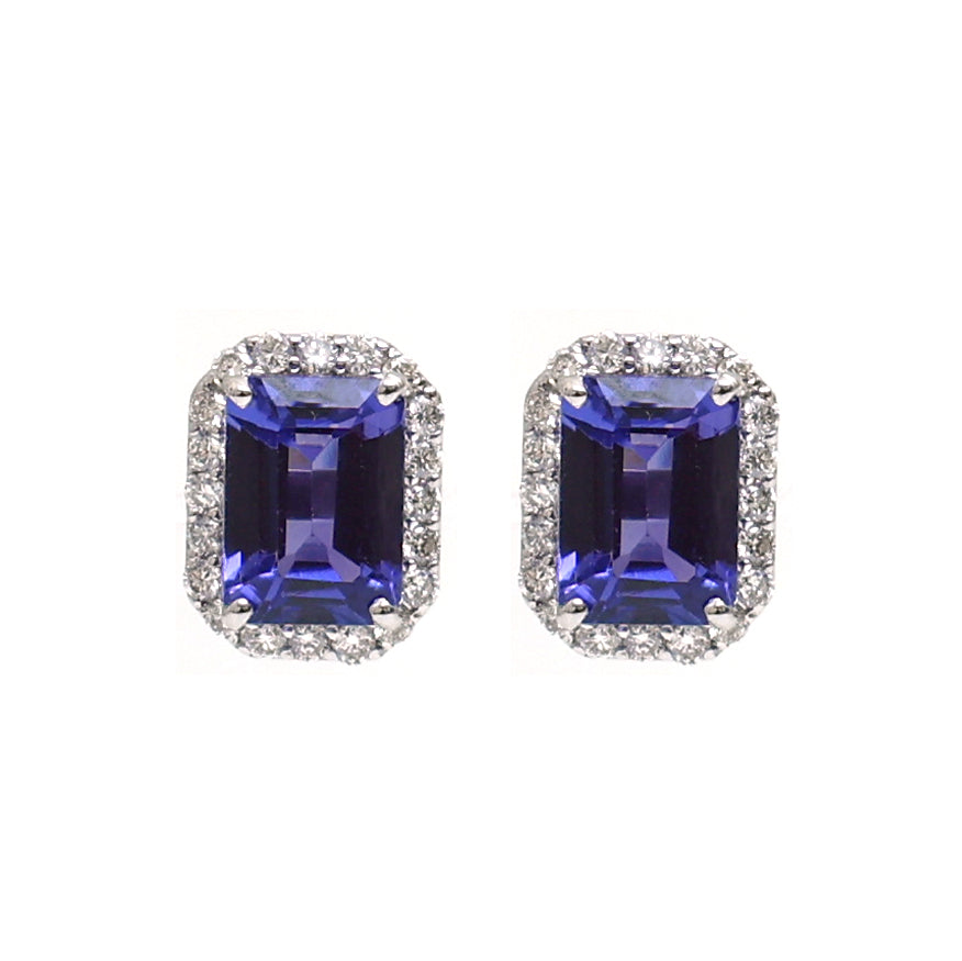 JPERG-2080/7661 Tanzanite Octagon Diamond Studs Earring | 18K