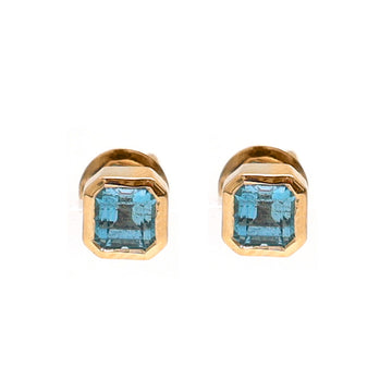 JPERG-2083/7664 Aquamarine Square Octagon Bezel Set Earring | 18K