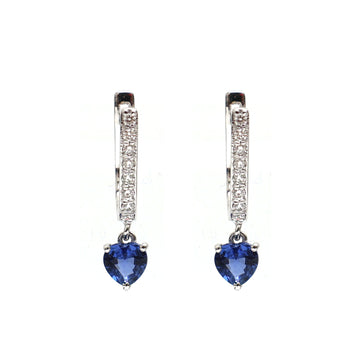 JPERG-2085/7666 Blue Sapphire Heart Diamond Huggies Earring | 18K