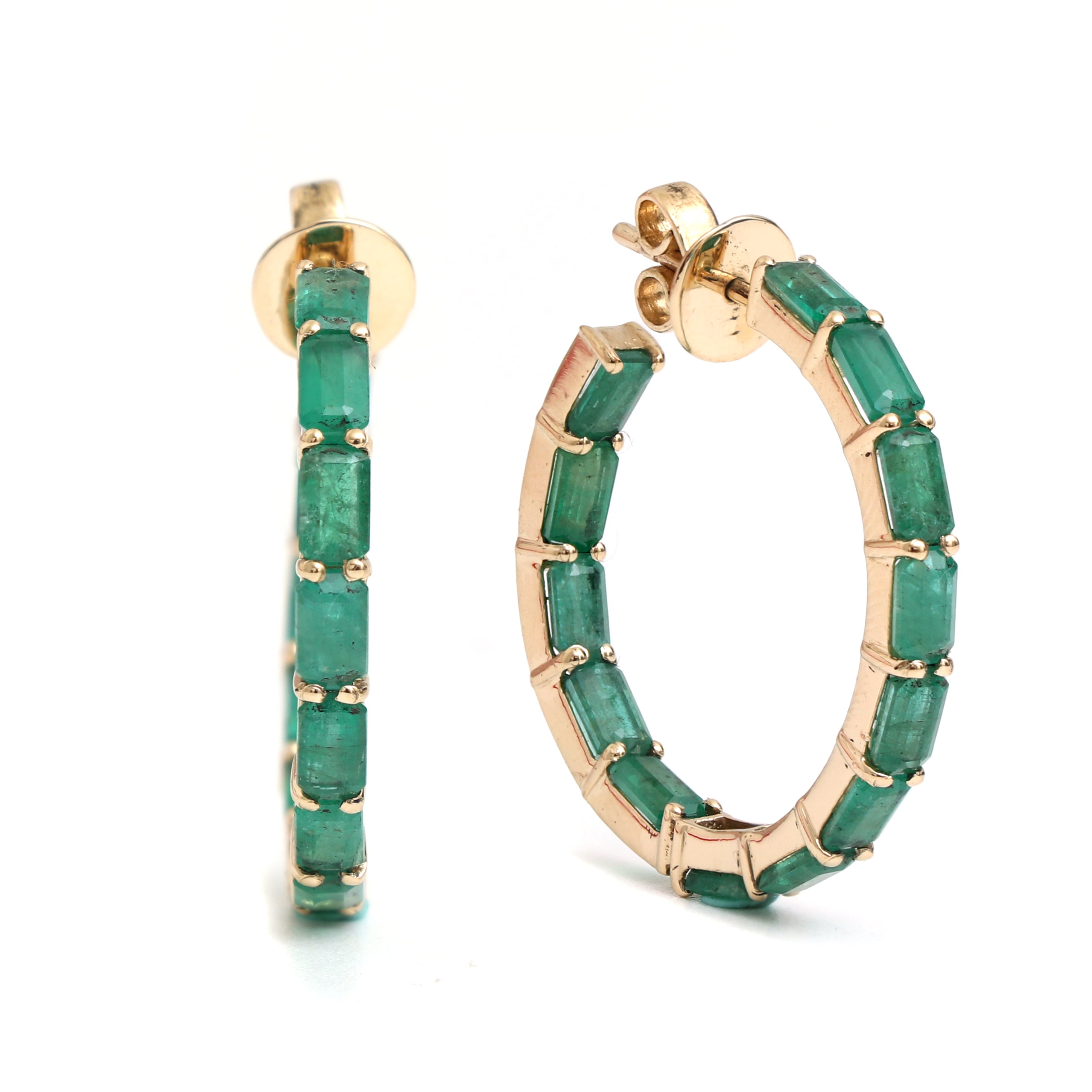 JPERG-208/1325 Emerald Hoops Earring | 18K