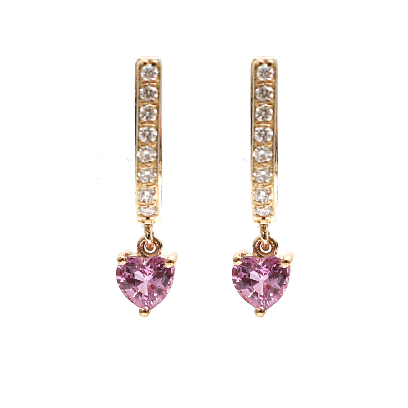 JPERG-2097/7687 Pink Sapphire Heart Diamond Huggies Earring | 18K