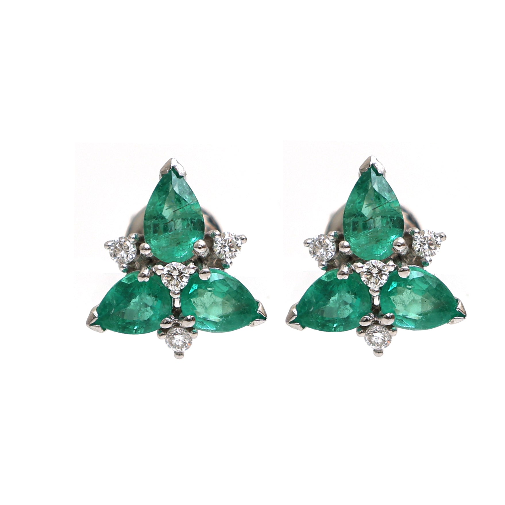 JPERG-2103/7704 Emerald Pear Diamond Studs Earring | 18K