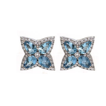 JPERG-2110/7711 Aquamarine Pear Diamond Studs Earring | 18K