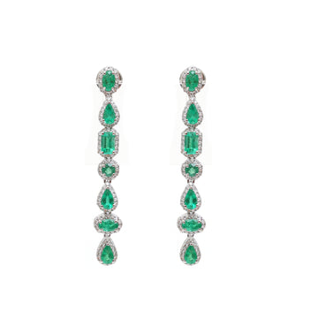 JPERG-2115/7745 Emerald Mix Shape Diamond Dangling Earring | 18K