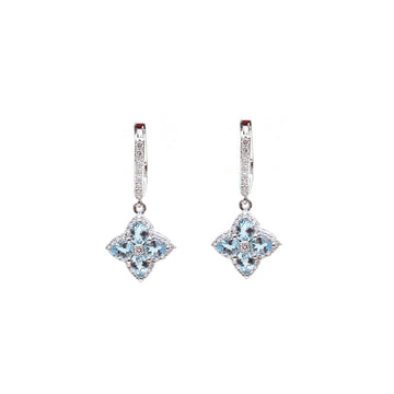 JPERG-2117/7747 Aquamarine Pear Diamond Huggies Earring | 18K