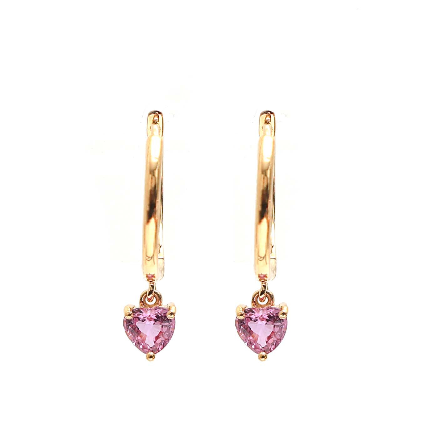JPERG-2122/7752 Pink Sapphire Heart Huggies Earring | 18K