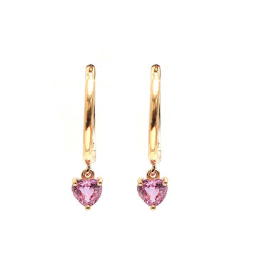 JPERG-2122/7752 Pink Sapphire Heart Huggies Earring | 18K