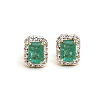 JPERG-2133/7765 Emerald Octagon Studs Earring | 18K