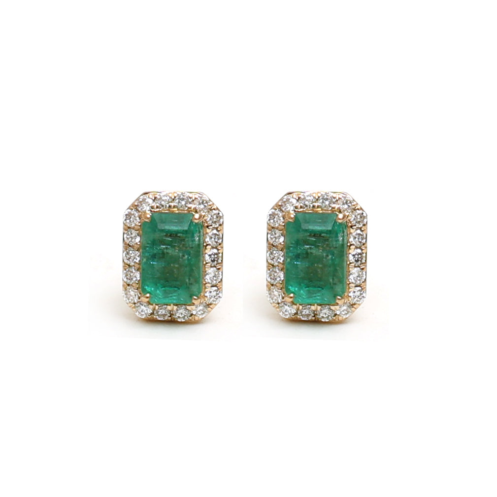 JPERG-2134/7766 Emerald Octagon Studs Earring | 18K