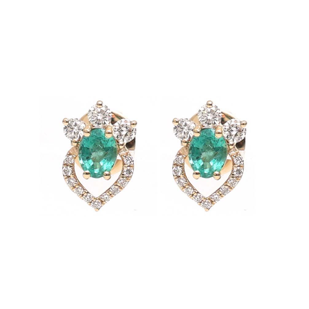 JPERG-2136/7800 Emerald Oval Diamond Studs Earring | 18K