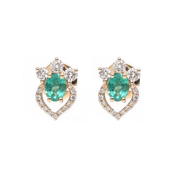 JPERG-2136/7800 Emerald Oval Diamond Studs Earring | 18K