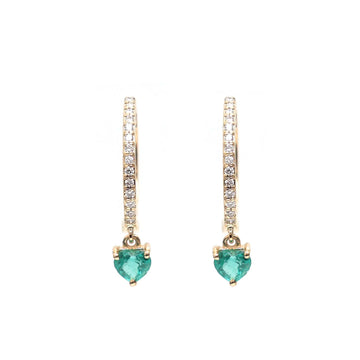JPERG-2138/7802 Emerald Heart Diamond Huggies Earring | 18K