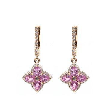 JPERG-2140/7804 Pink Sapphire Pear Diamond Huggies Earring | 18K