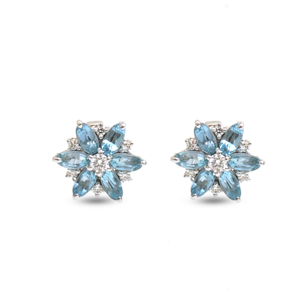 JPERG-2154/7843 Aquamarine Diamond Earring | 18K