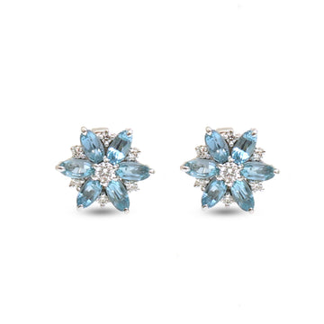 JPERG-2154/7843 Aquamarine Diamond Earring | 18K
