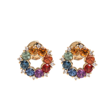 JPERG-2166/7874 Rainbow Sapphire Round Diamond Studs Earring | 18K