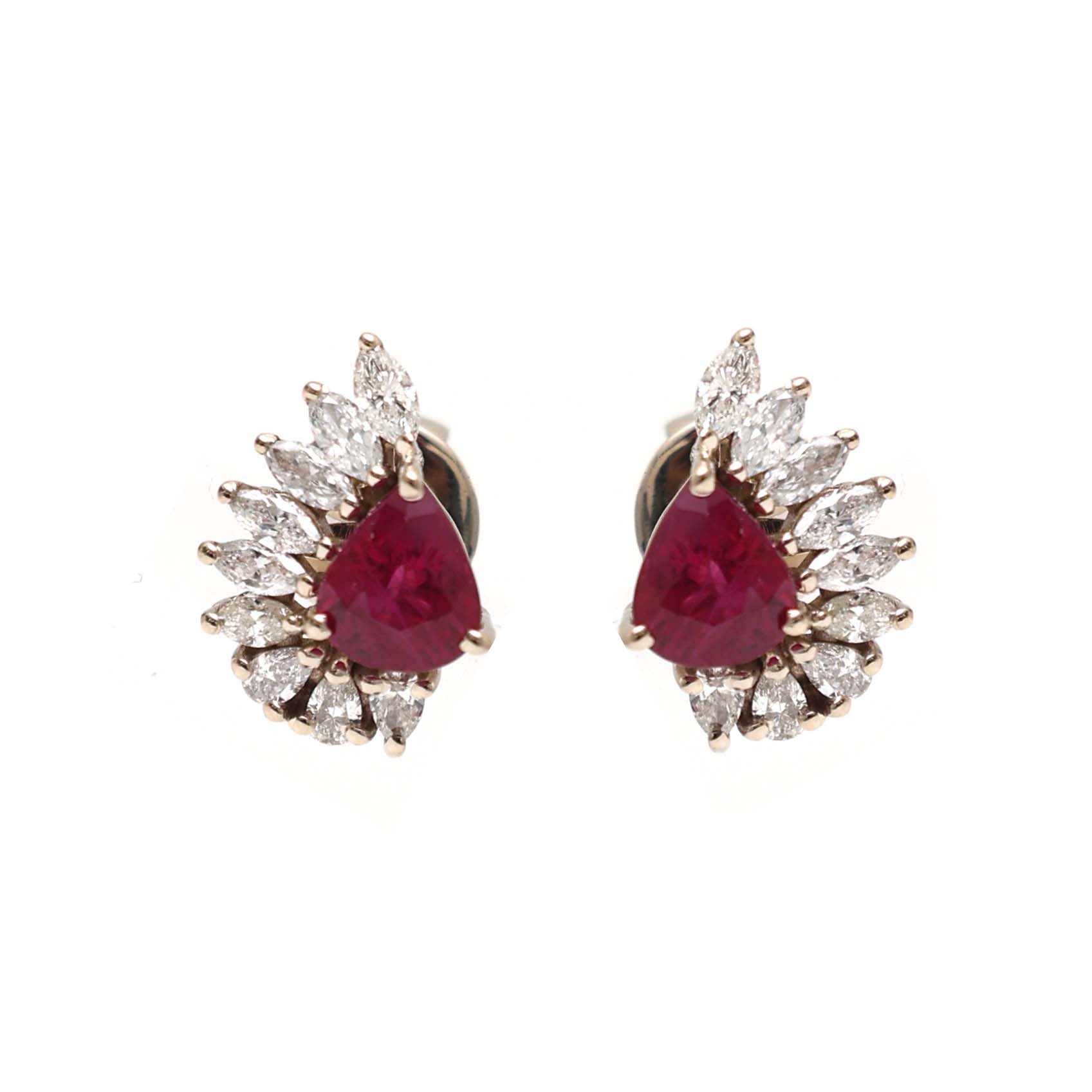 JPERG-2167/7875 Ruby Pear Diamond Studs Earring | 18K