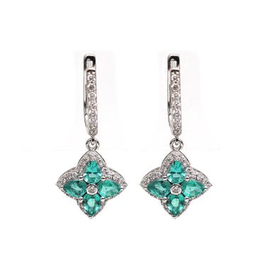 JPERG-2179/7895 Emerald Pear 4X3 With Diamond Dangling Earring | 18K