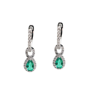 JPERG-2188/7978 Emerald Pear Diamond Dangling Earring | 18K