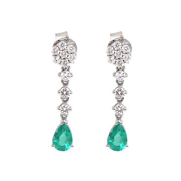 JPERG-2189/7979 Emerald Pear Diamond Dangling Earring | 18K