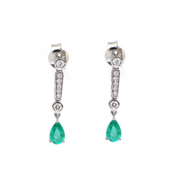 JPERG-2190/7980 Emerald Pear Diamond Dangling Earring | 18K