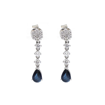 JPERG-2191/7981 Blue Sapphire Pear Diamond Dangling Earring | 18K
