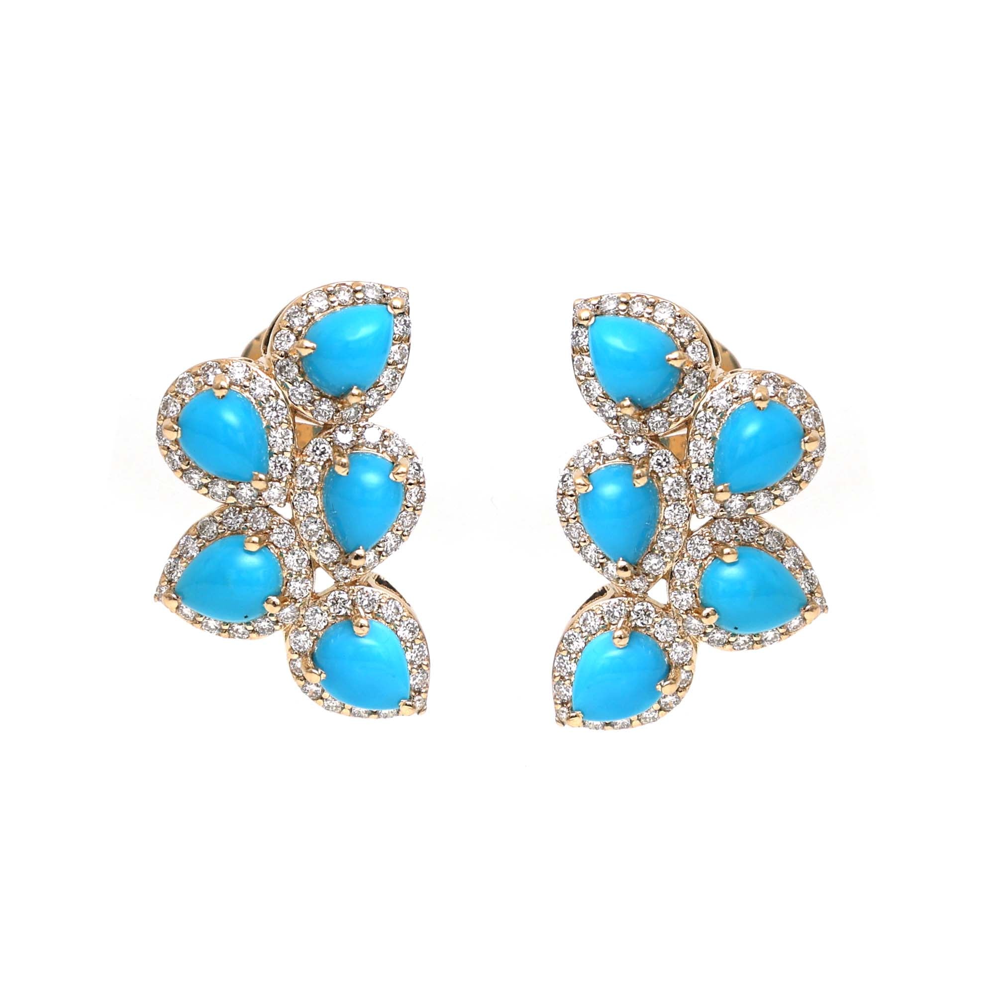 JPERG-2194/7984 Turquoise Pear Diamond Studs Earring | 18K