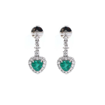 JPERG-2195/7975 Emerald Heart Diamond Dangling Earring | 18K