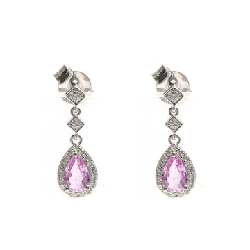 JPERG-2201/8012 Pink Sapphire Pear Diamond Dangling Earring | 18K