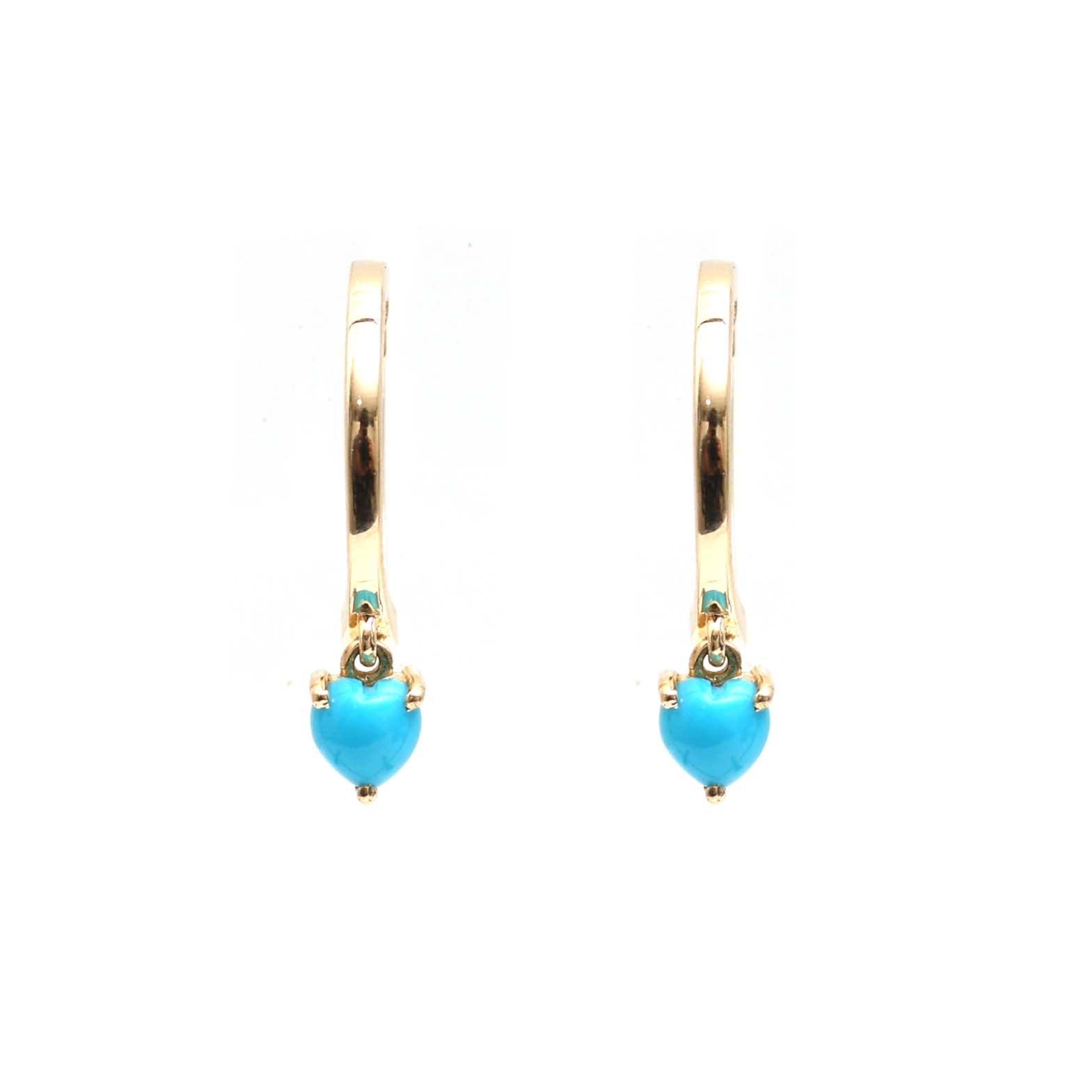 JPERG-2205/8016 Tuquoise Heart Huggies Earring | 18K