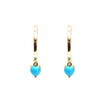 JPERG-2205/8016 Tuquoise Heart Huggies Earring | 18K