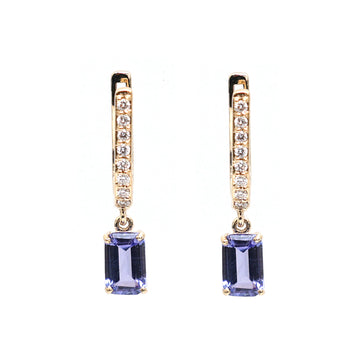 JPERG-2273/8062 Tanzanite Heart With Diamond Small Hoops Earring | 18K