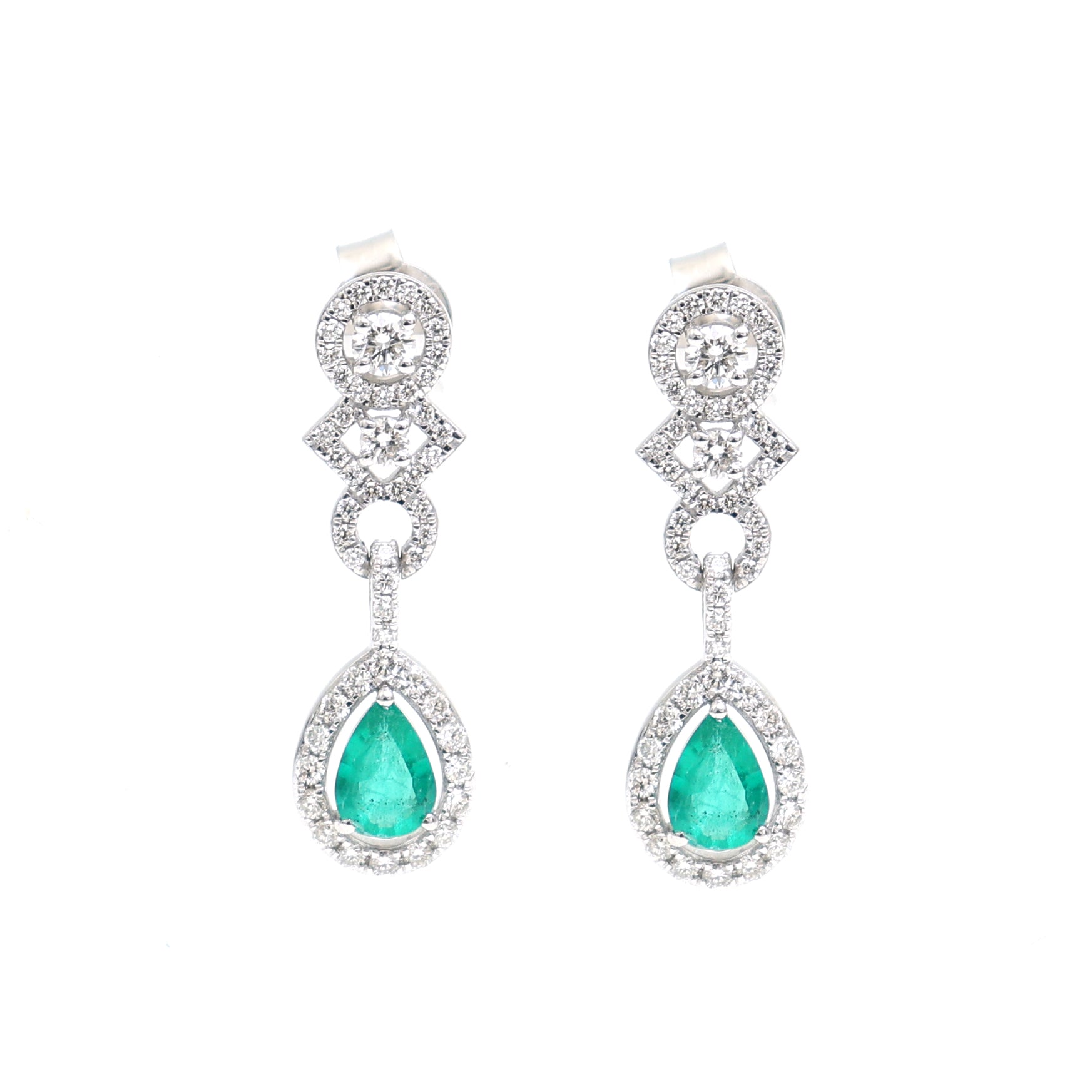 JPERG-2282/8083 Emerald Pear With Diamond Earring | 18K