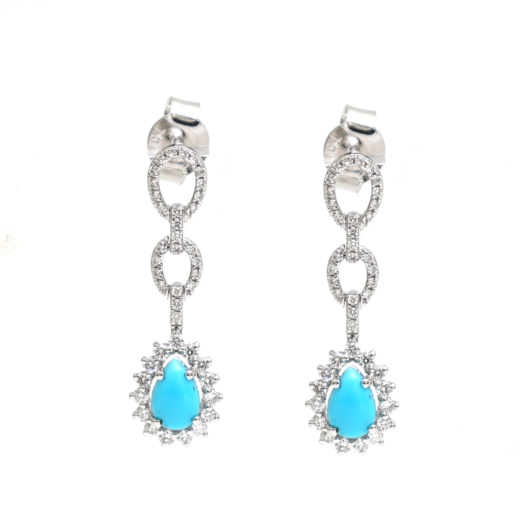 JPERG-2286/8087 Turquoise Pear With Diamond Earring | 18K