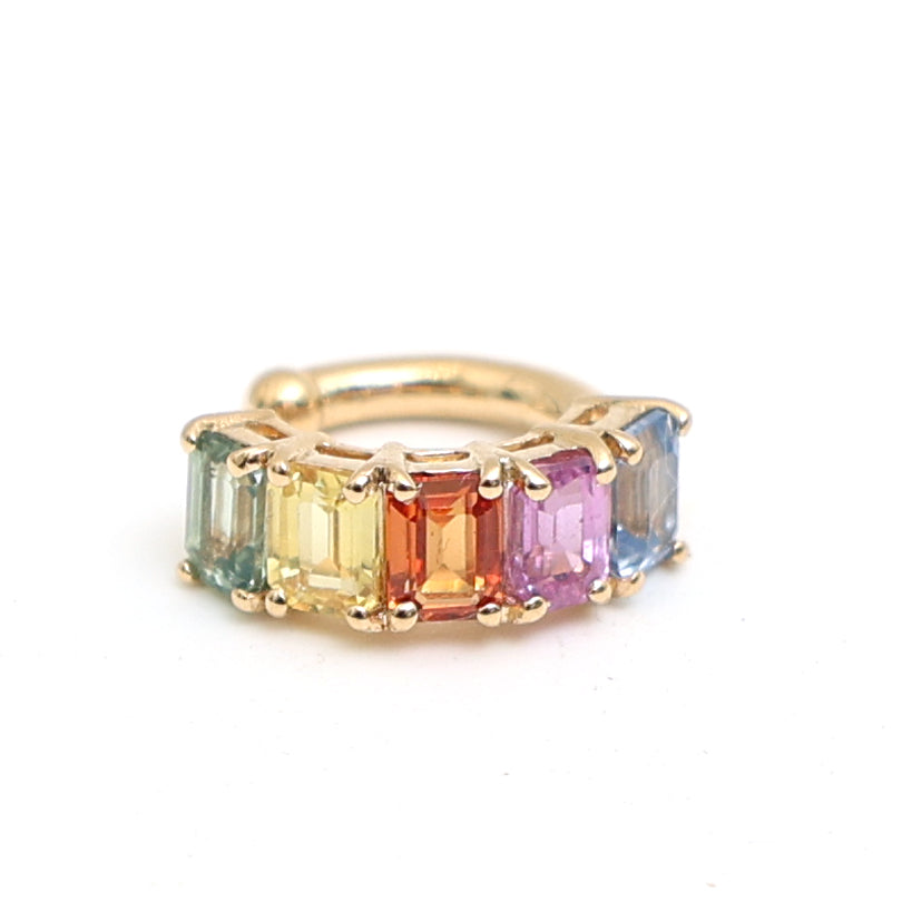 JPERG-2310/8150 Rainbow Sapphire Baguette Cuff Earring | 14K