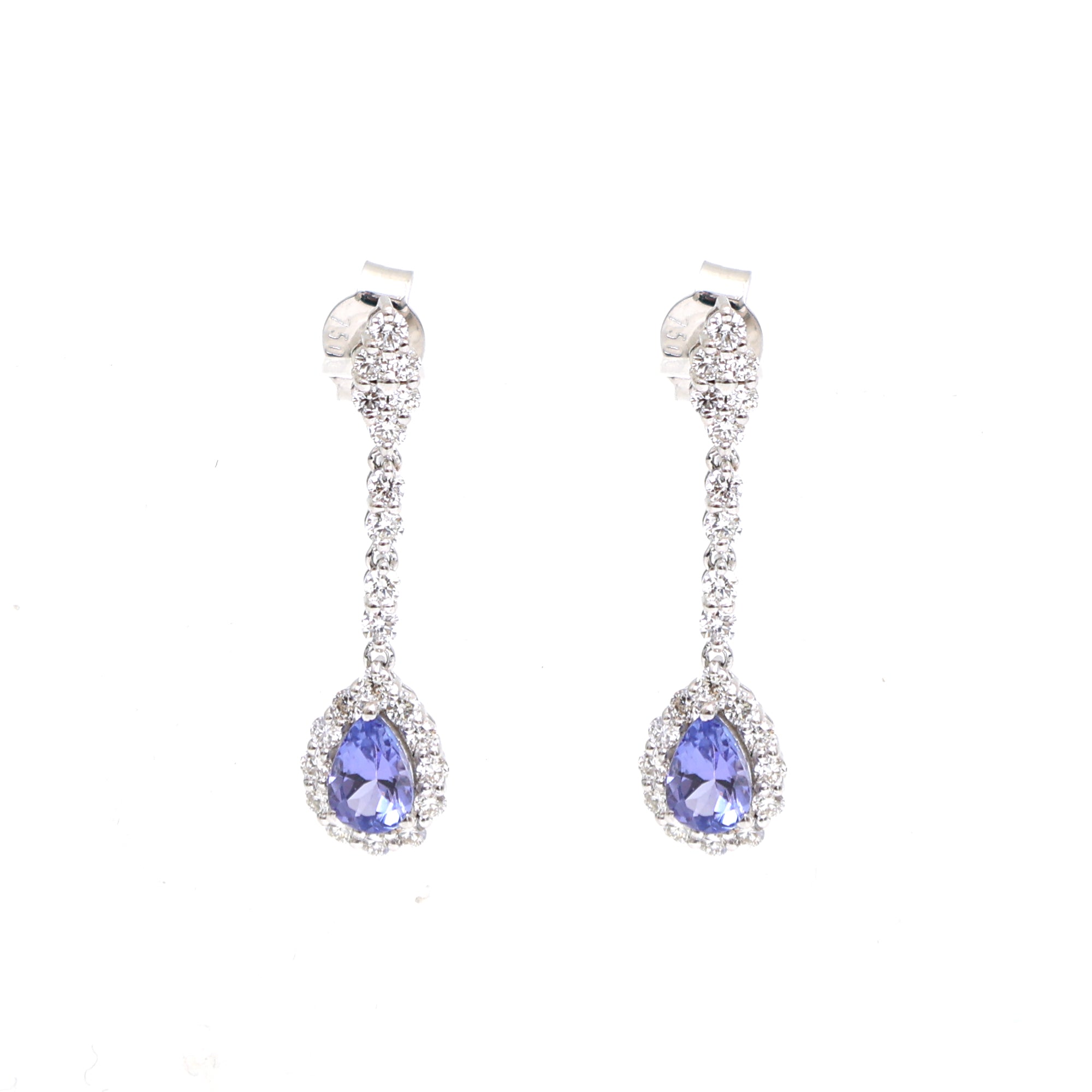 JPERG-2327/8272 Tanzanite Pear With Diamond Dangling Earring | 18K
