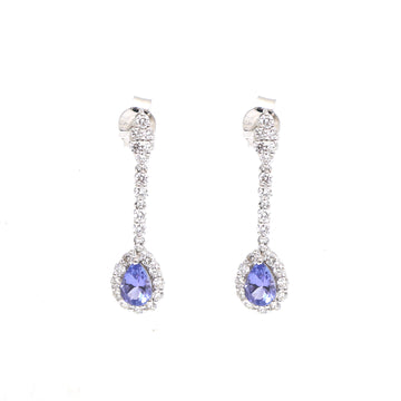 JPERG-2327/8272 Tanzanite Pear With Diamond Dangling Earring | 18K