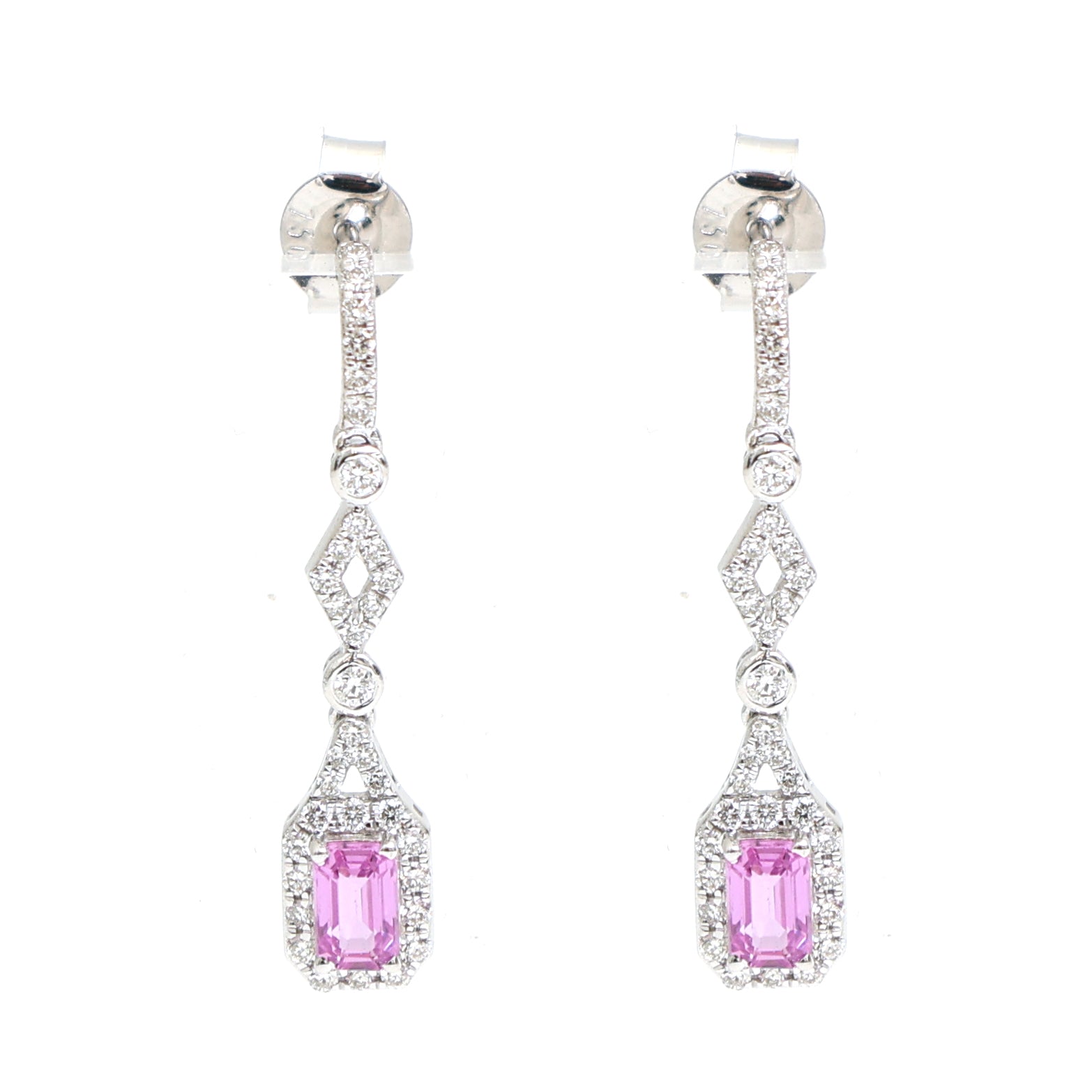 JPERG-2329/8274 Pink Sapphire With Diamond Dangling Earring | 18K