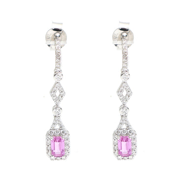 JPERG-2329/8274 Pink Sapphire With Diamond Dangling Earring | 18K