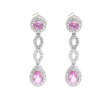 JPERG-2332/8277 Pink Sapphire Pear With Diamond Dangling Earring | 18K