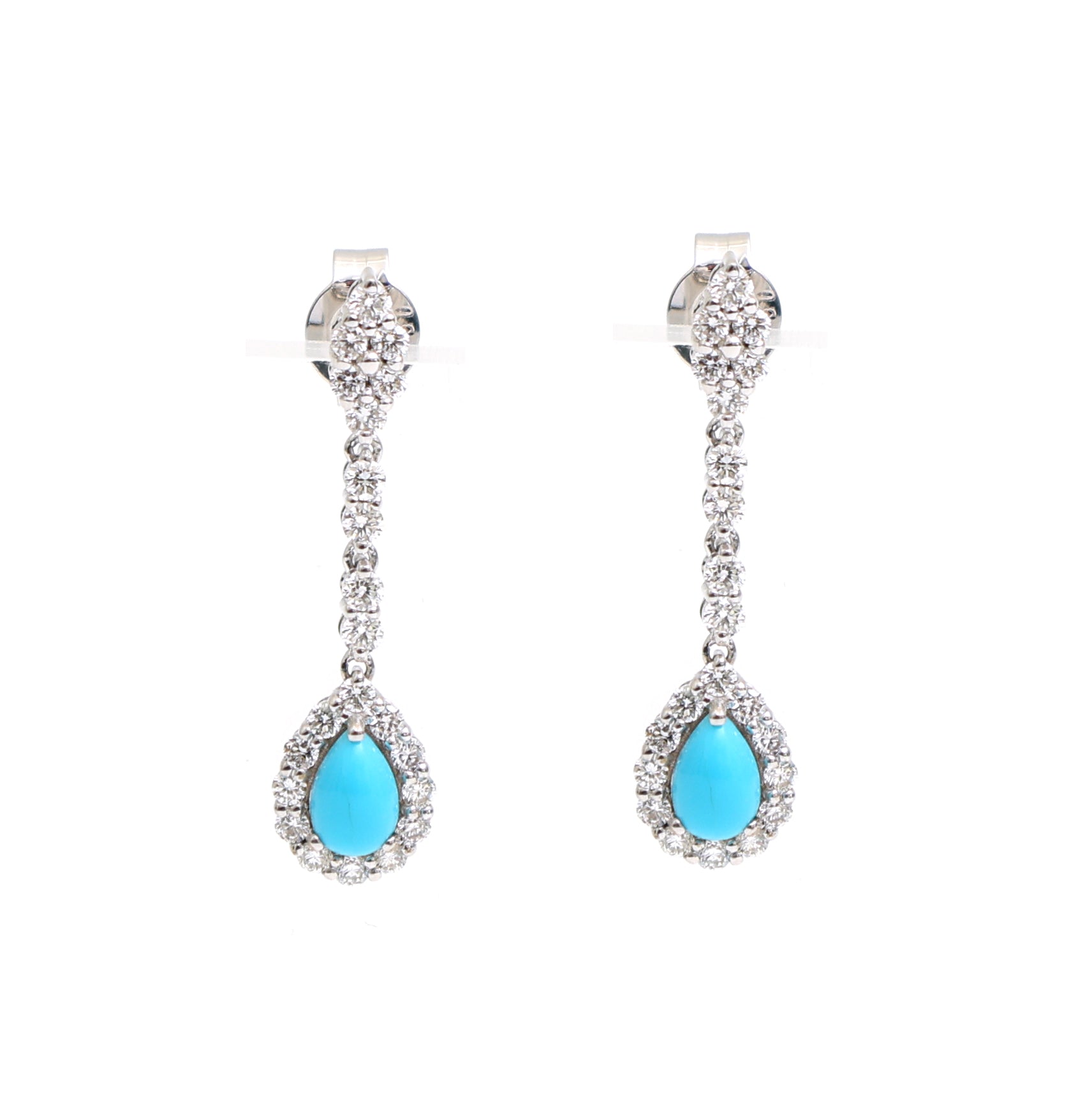 JPERG-2334/8279 Turquoise Pear With Diamond Dangling Earring | 18K