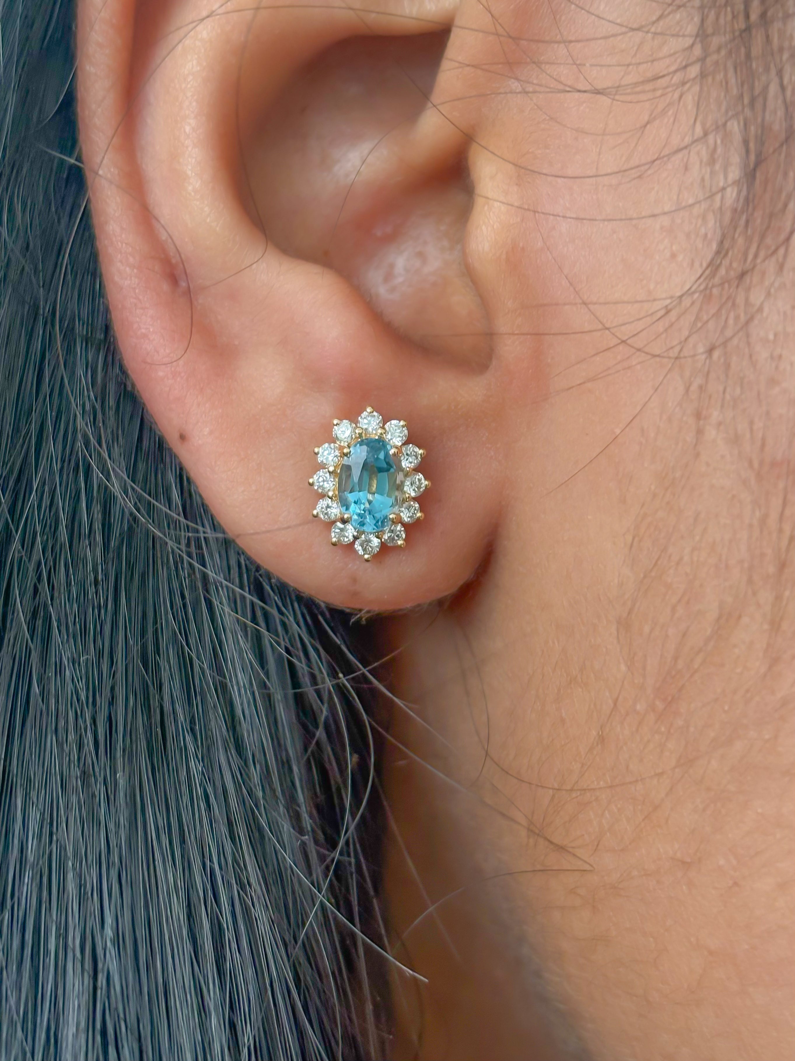 JPERG-2345/8339 Aquamarine Diamond Earring | 18K