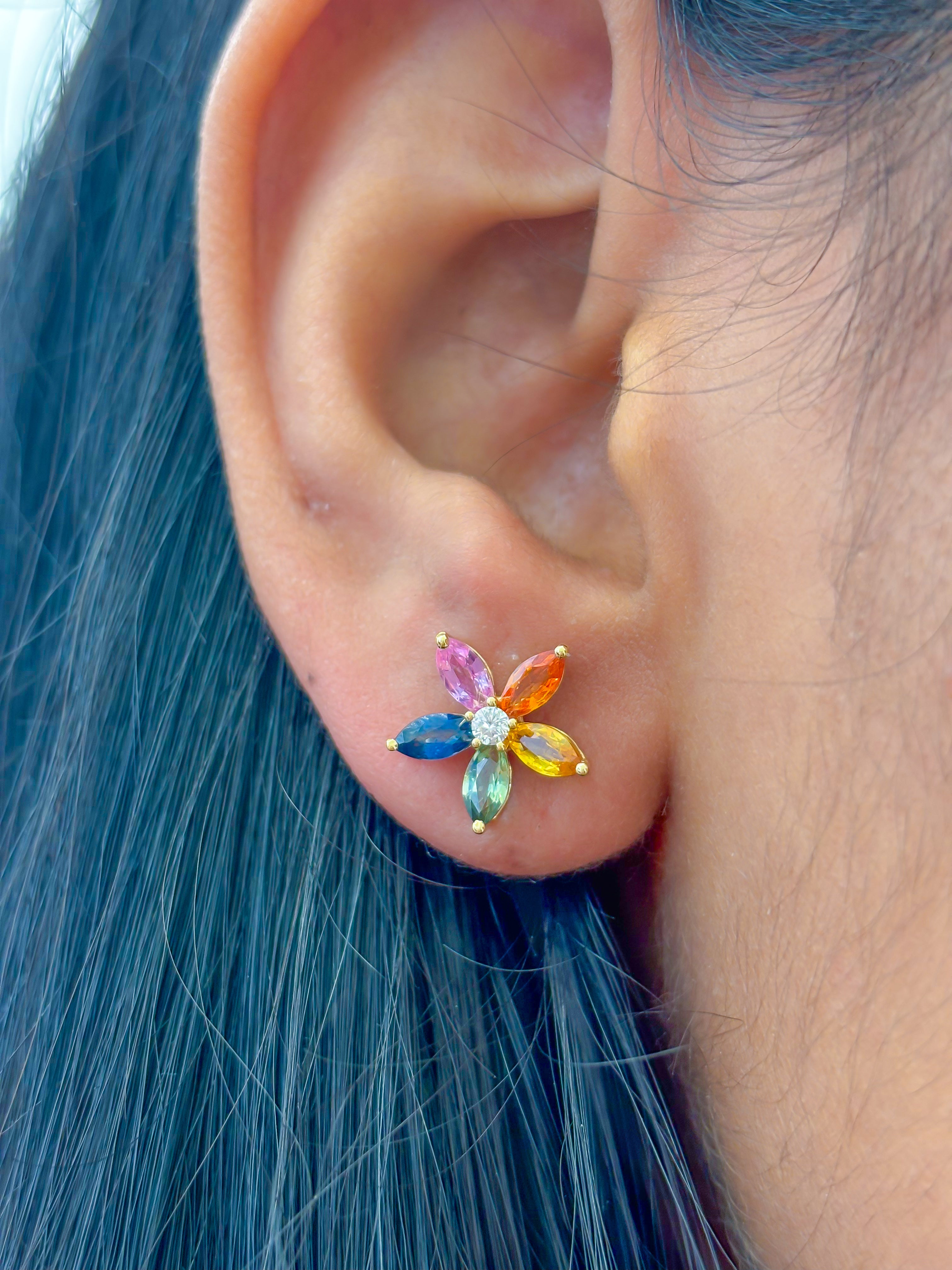 JPERG-2349/8343 Diamond Rainbow Sapphire Earring | 18K