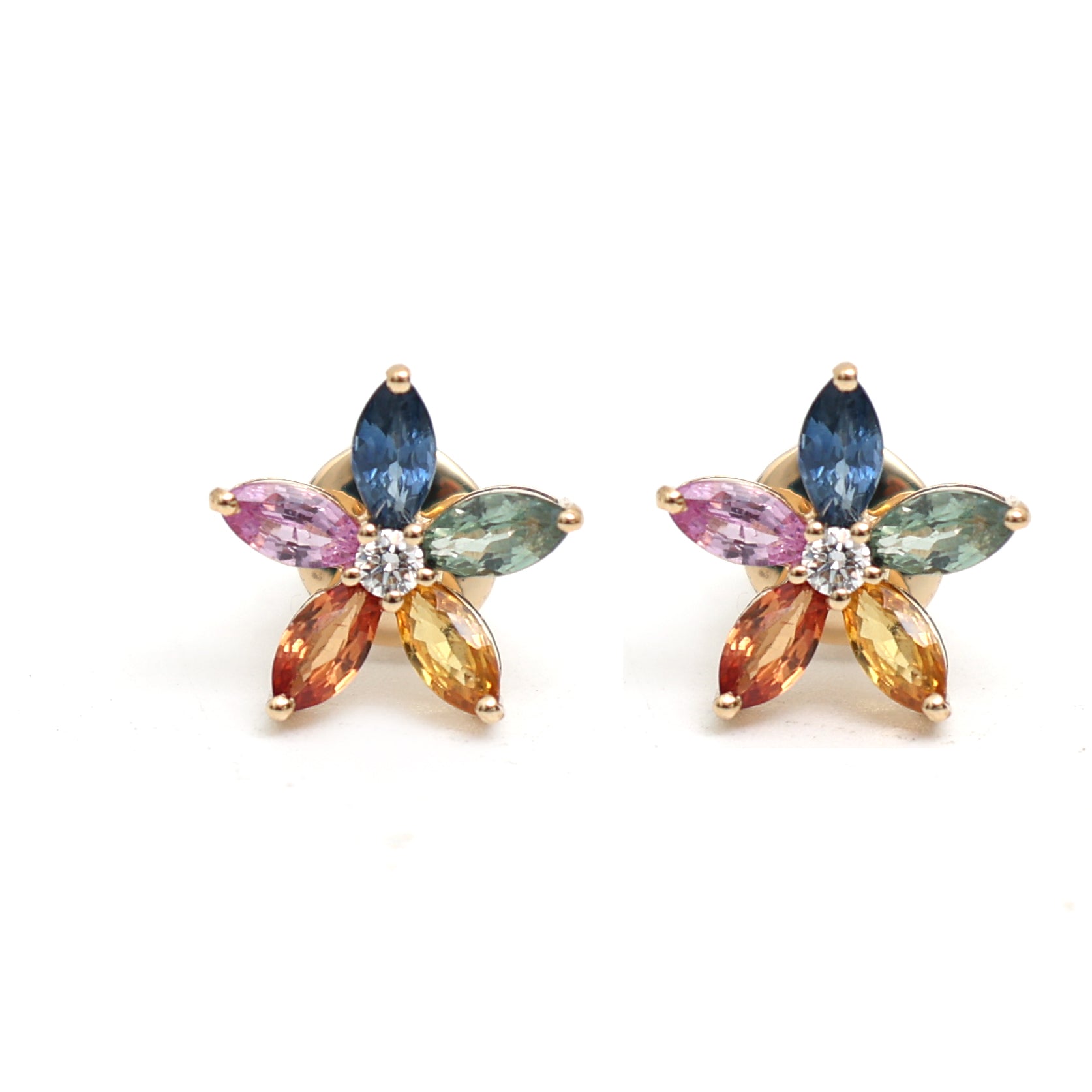 JPERG-2349/8343 Diamond Rainbow Sapphire Earring | 18K