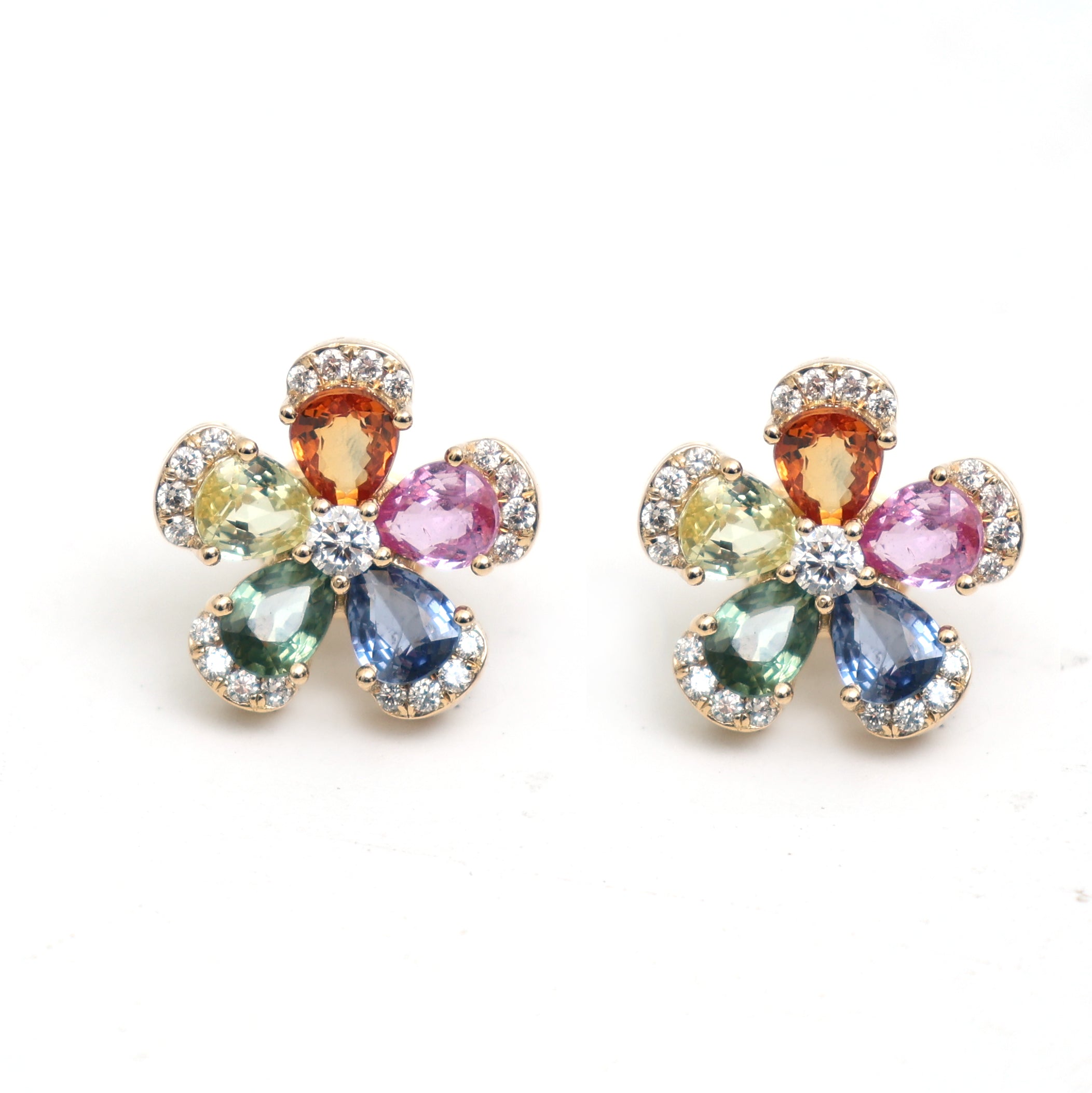 JPERG-2350/8344 Rainbow Sapphire Diamond Earring | 18K