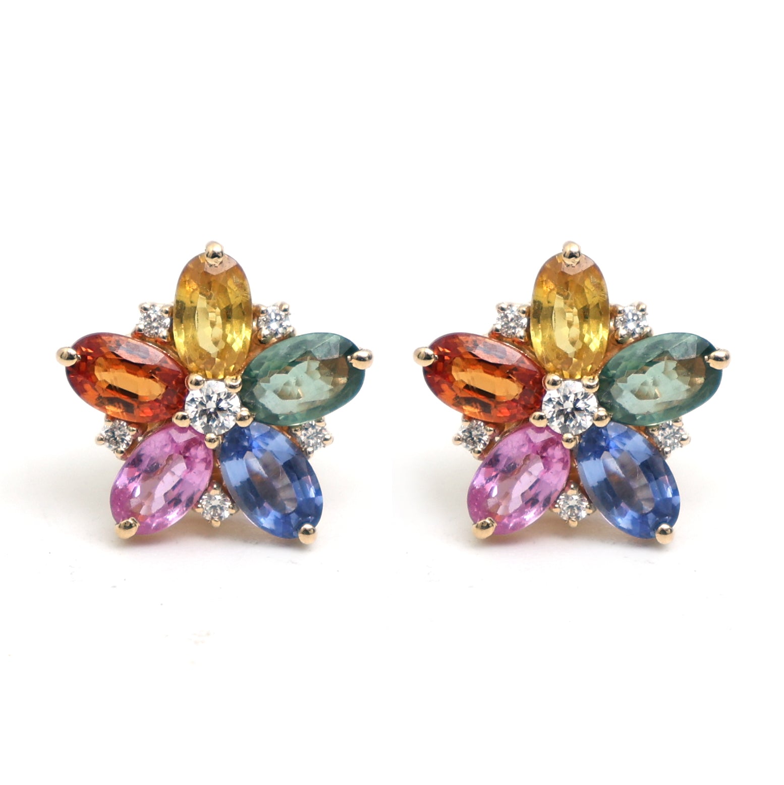 JPERG-2351/8345 Rainbow Sapphire Diamond Earring | 18K