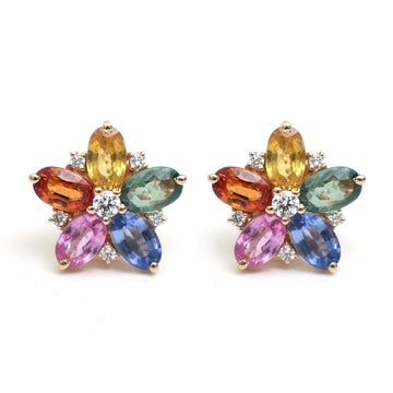 JPERG-2351/8345 Rainbow Sapphire Diamond Earring | 18K