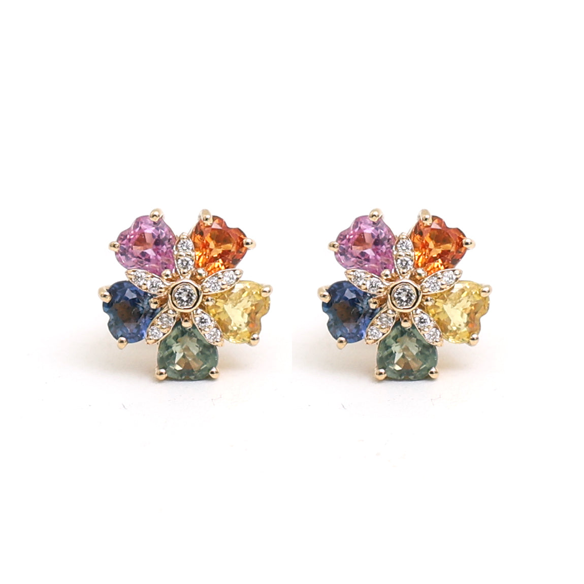 JPERG-2357/8351 Rainbow Sapphire Diamond Earring | 18K