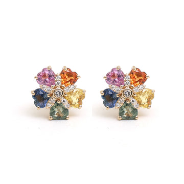 JPERG-2357/8351 Rainbow Sapphire Diamond Earring | 18K