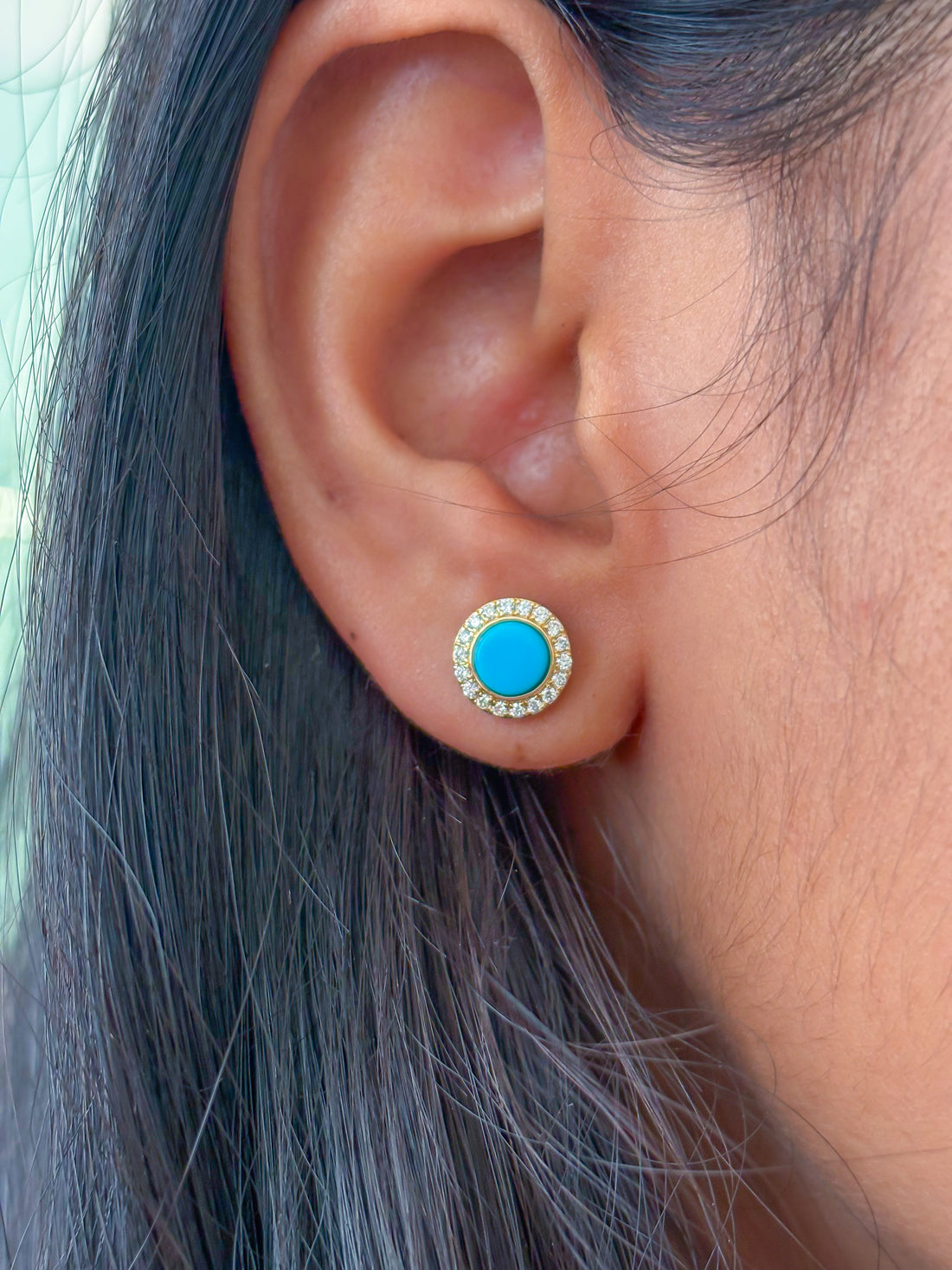 JPERG-2362/8418 Turquoise Diamond Earring | 14K